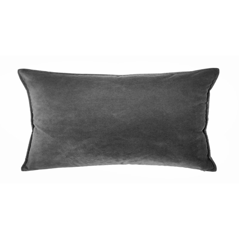 Franklin Washable Velvet Square Pillow Cover & Insert , Graphite, 15"H X 20"W