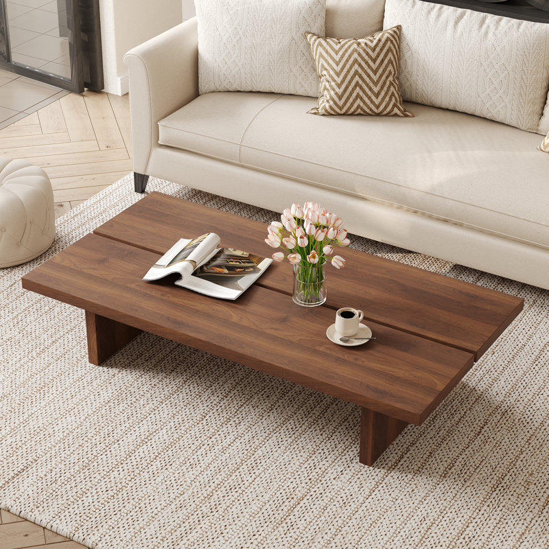 Table basse de 47 po en bois moderne, Brun, 12.6" H x 55" L x 23.62" W