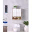 Armoire murale de salle de bain avec porte double, tablette inférieure, portes à motif ondulé, tablette intérieure réglable, installation facile, bois blanc et naturel
