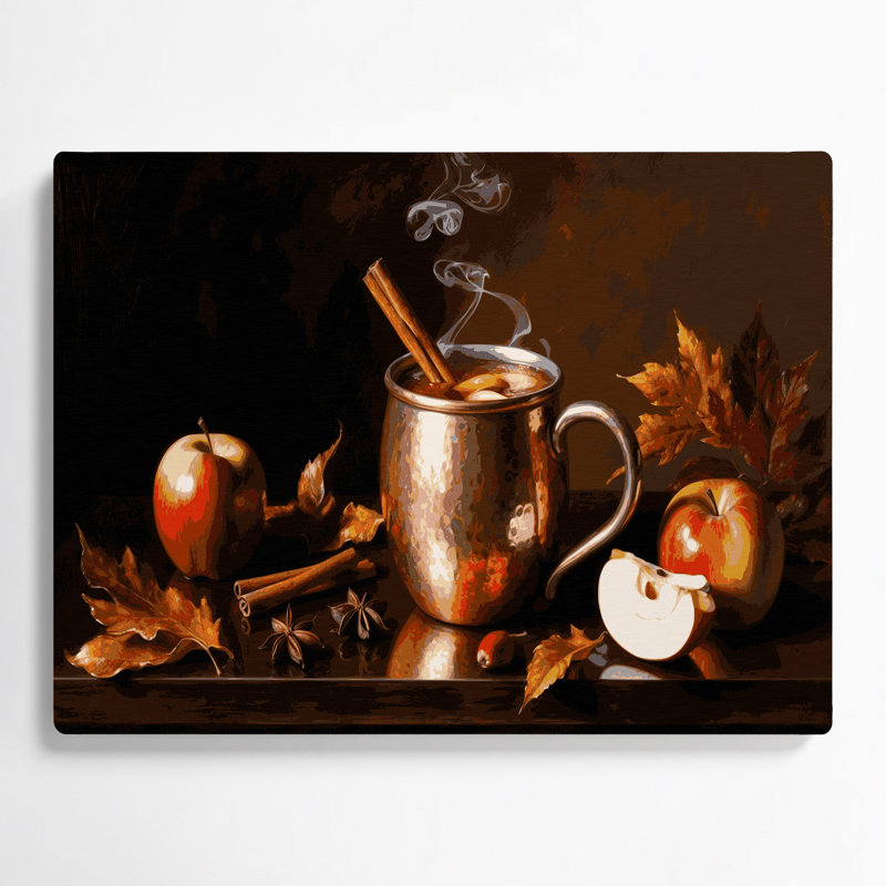 Art mural en métal brun de Noël avec pomme chaude et bâtons de cannelle, H 16 po x l 20 po