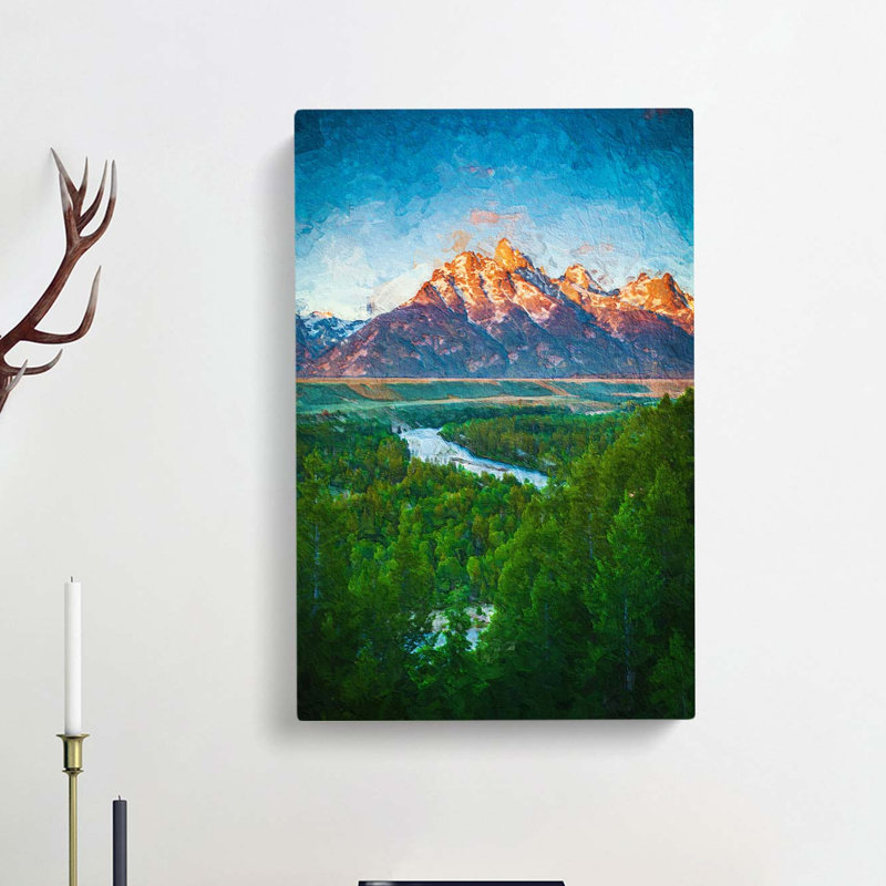 Teton Mountain Range - Wrapped Canvas Painting, 50cm H x 35cm W x 3cm D