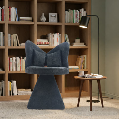 360° Swivel Vanity Chair with Bow Back, Sequins Accent Chair, Solid Wood Frame Makeup Chair for Dressing Room, Bedroom, Living Room