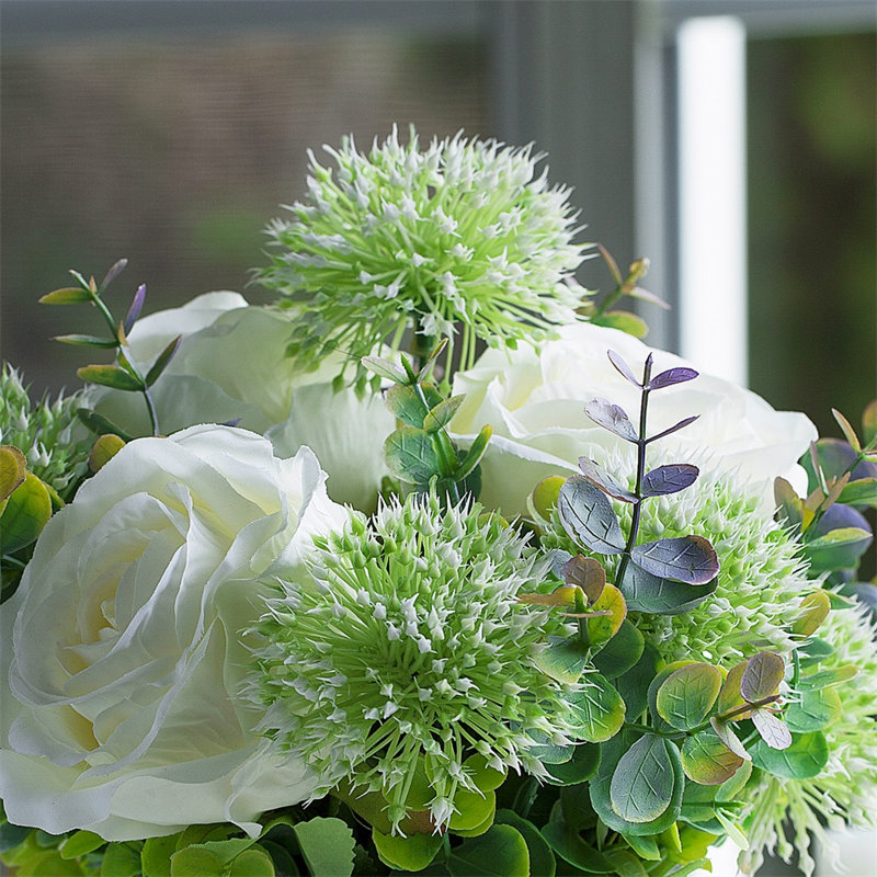 Faux Silk Roses Arrangement in Vase