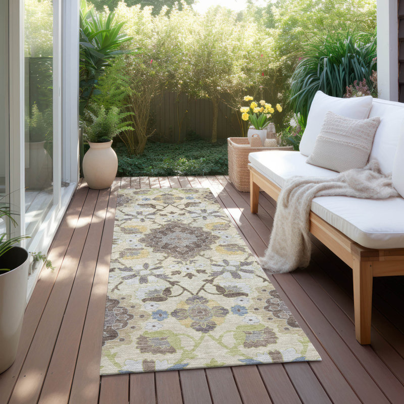 Machine Washable Indoor/Outdoor Chayden ACN1002 Ivory, Runner 2'3" x 7'6"