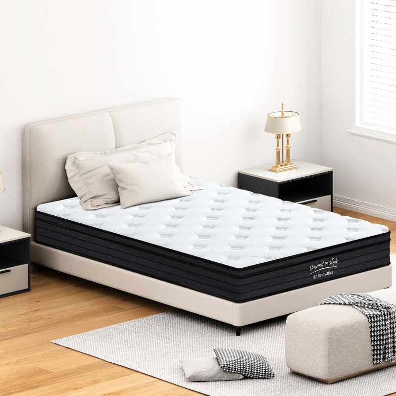Pleine grandeur, matelas de 10 po, tissu tricoté 3D, mousse viscoélastique imprégnée de gel, respirabilité, matelas à fermeté moyenne de taille moyenne avec couches de ressorts zonées pour l'alignement de la colonne vertébrale