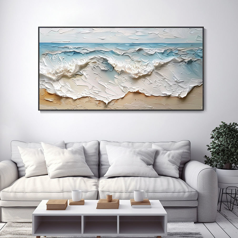 Beachcrest Home™ Handmade Oil Painting Blue Seascape Painting Original
