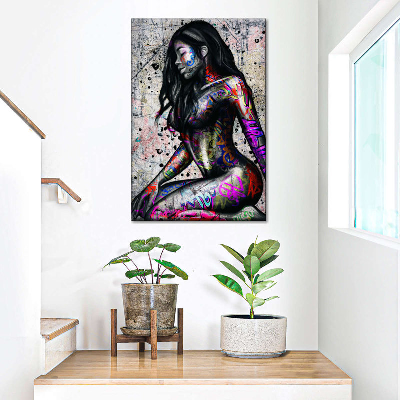 Séduction africaine sur toile, H 48 po x l 32 po x P 1,25 po
