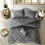Ensemble de literie en velours gris luxueux, édredon moderne avec coussin décoratif