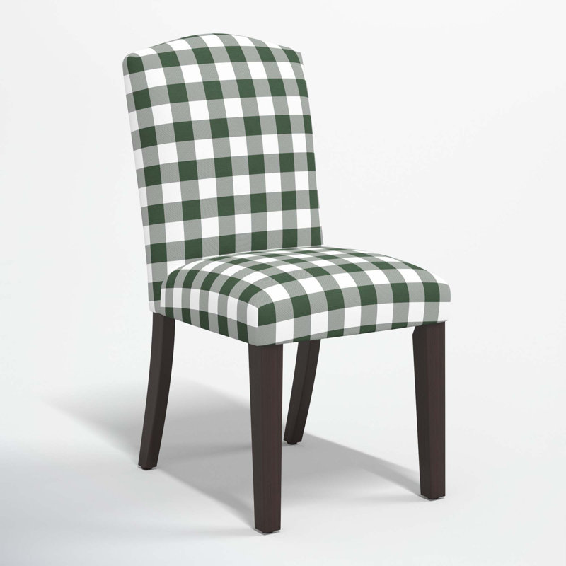 Estrela 20'' H Upholstered Dining Chair, Classic Gingham Evergreen, Black