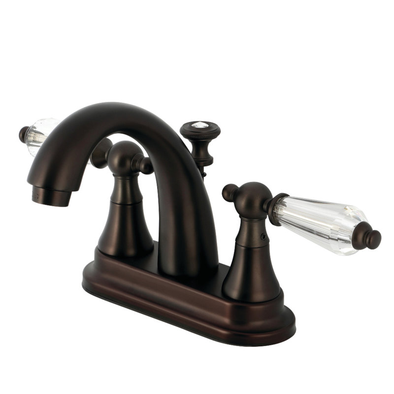 Kingston Brass Wilshire Two-Handle 3-Hole Deck Mount 4" Centerset Bathroom Faucet with Brass Pop-Up, Oil rubbed bronze