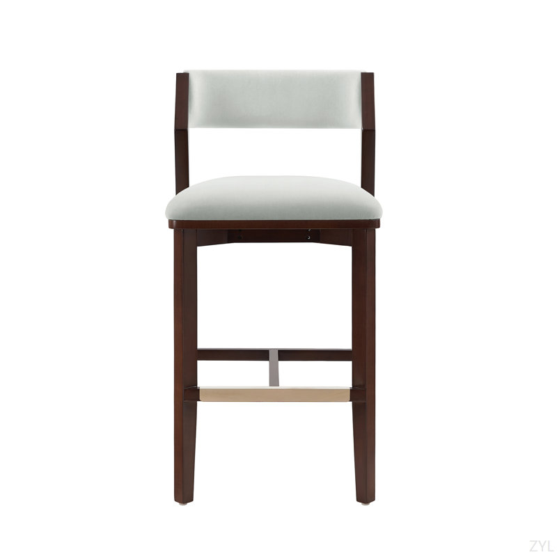 Tabouret de comptoir en chenille Evalyn, Velours blanc