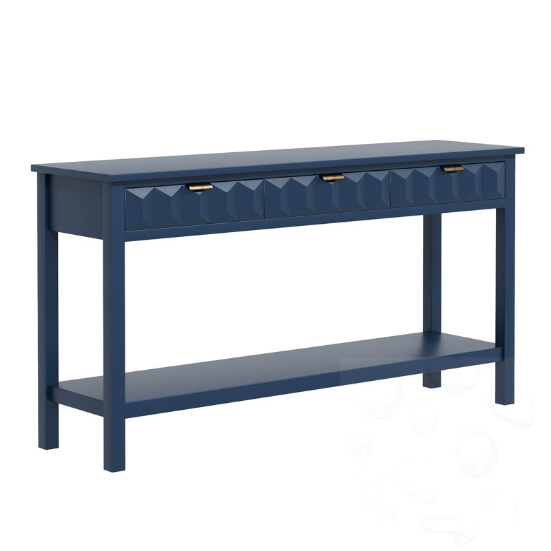 Console moderne avec 3 tiroirs et façades en nid d'abeille
