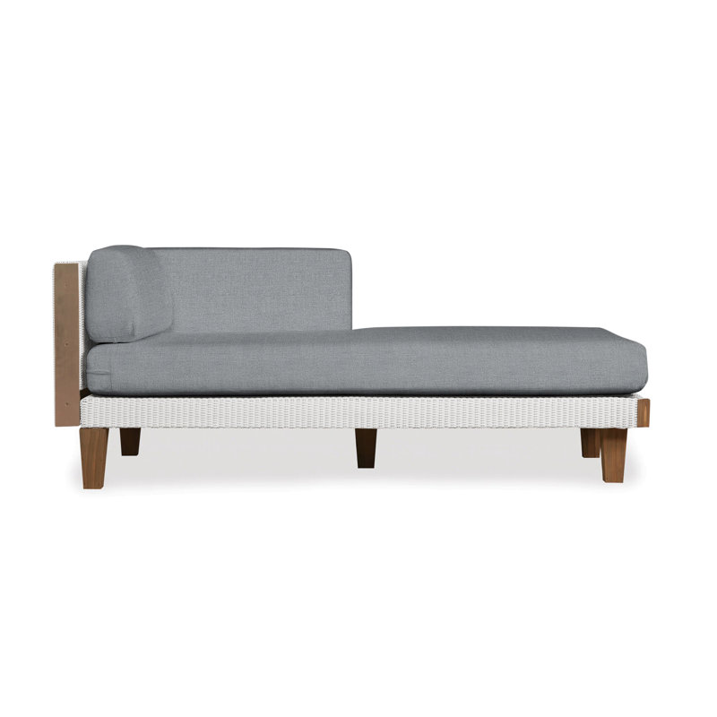 Catalina Outdoor Teak Chaise Lounge, Sandberg Pewter, White