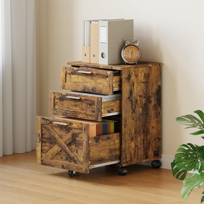 Classeur en bois 3 tiroirs avec serrure - Classeur mobile sous le bureau