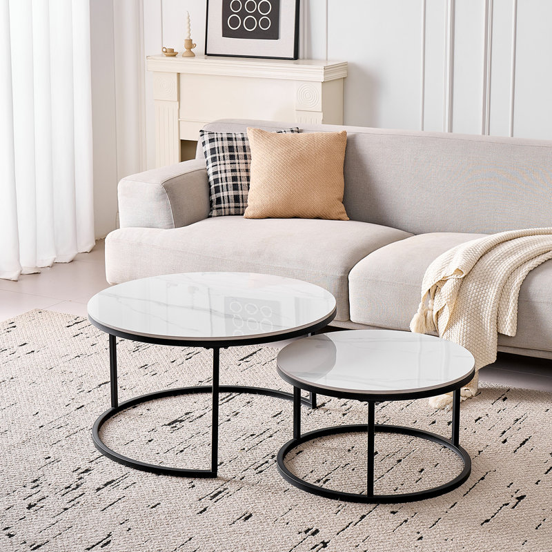 Coffee Table, Black, 45cm H x 70cm L x 70cm W, White