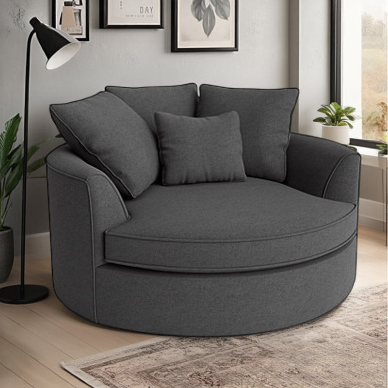 Ashonte Upholstered Barrel Chair, Entice Graphite