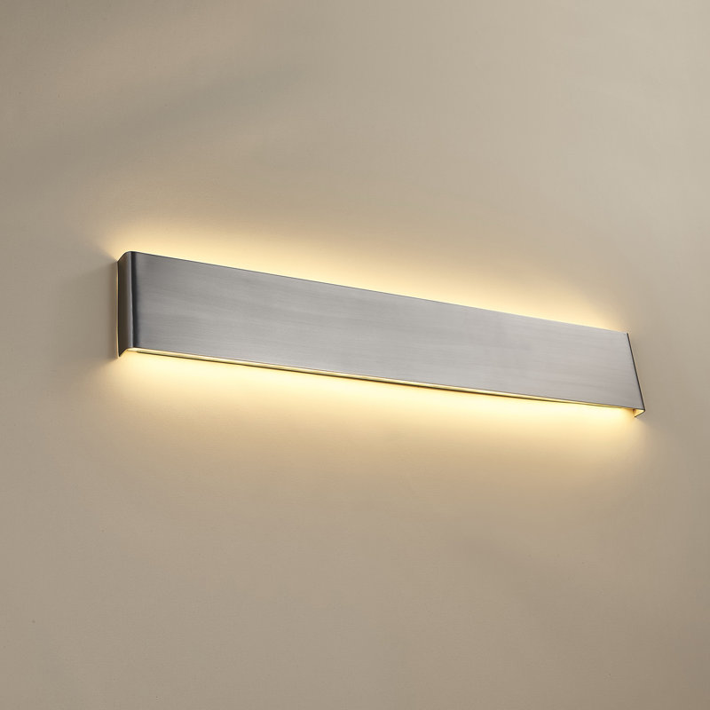 Foline LED Long Linear Flush Mounted Wall Sconce, Black, 5.5" x 24" x 1.3"