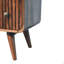 Commode striée à 3 tiroirs en bois massif miel et caramel