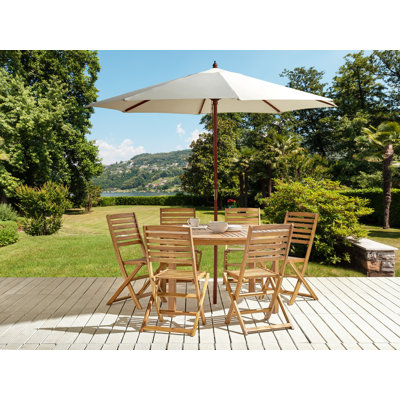 Cahill 6 - Person Acacia Patio Dining Set with Round Table