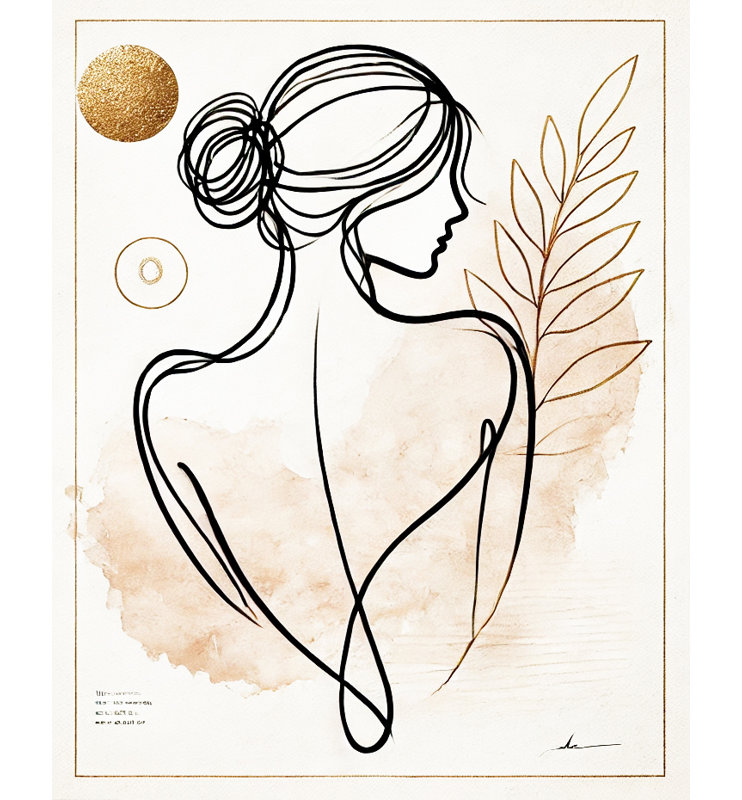 «Graceful Muse», art mural minimaliste sur toile tendue, H 36 po x l 24 po