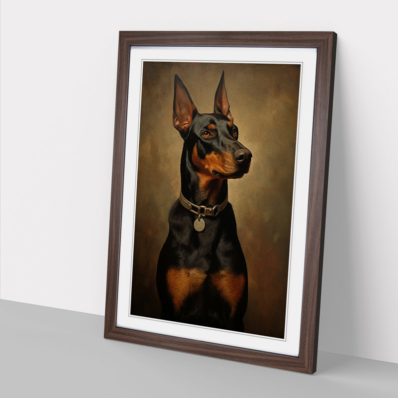 XYZ-FRM-V1223-521 Doberman Classicism 1 Piece Single Picture Frame Wall Art, 34cm H x 25cm W x 2cm D, Walnut
