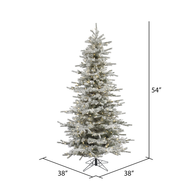 Flocked Modern Artificial Fir Christmas Tree Slim, 4.5' H