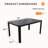 Modern Outdoor Aluminum Table With Alternating Wide And Narrow Slats, Angled Corners, Umbrella Hole, And Adjustable Non-slip Pads 
