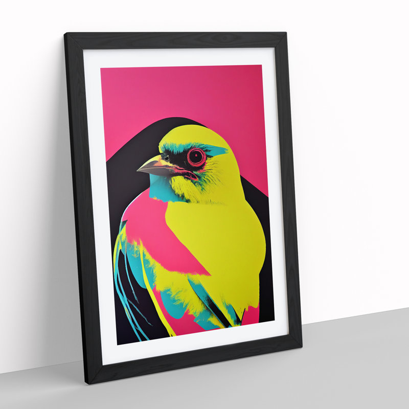 Technicolour Bird No.3 Abstract - Single Picture Frame Print, Black Framed, 46cm H x 34cm W x 2cm D