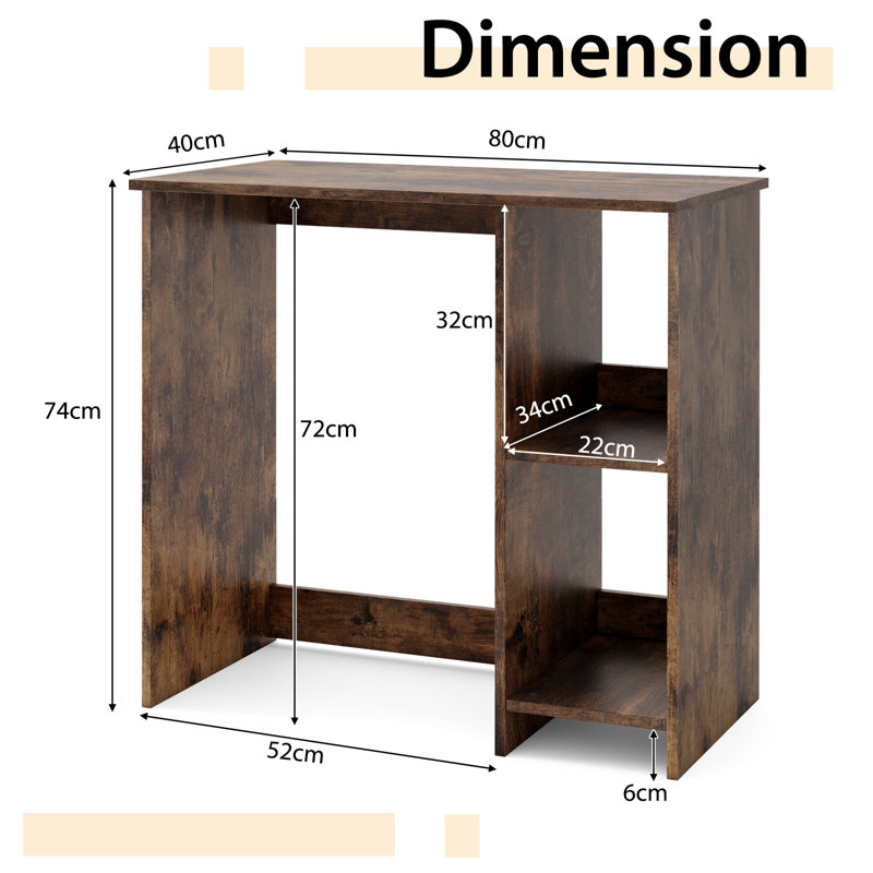 Small Computer Desk 80 CM Home Office Desk Study Writing Desk-Brown, Brown