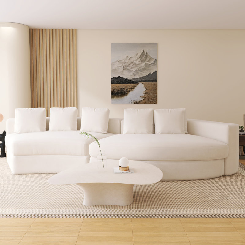 Canapé modulaire en mousse pure 115,7 po, Chenille beige