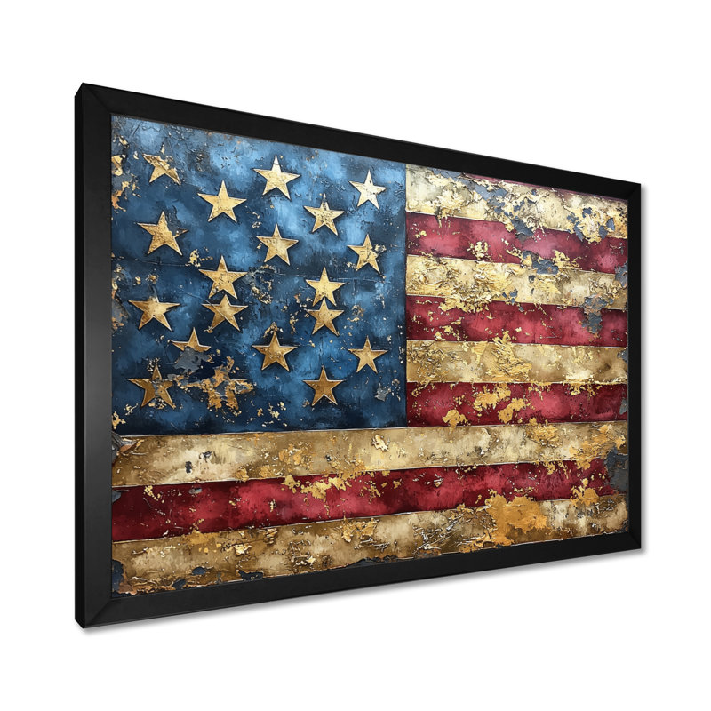 Lakeda - Usa Canvas Wall Art, Single Picture Framed Print, 30" H x 40" W, Black