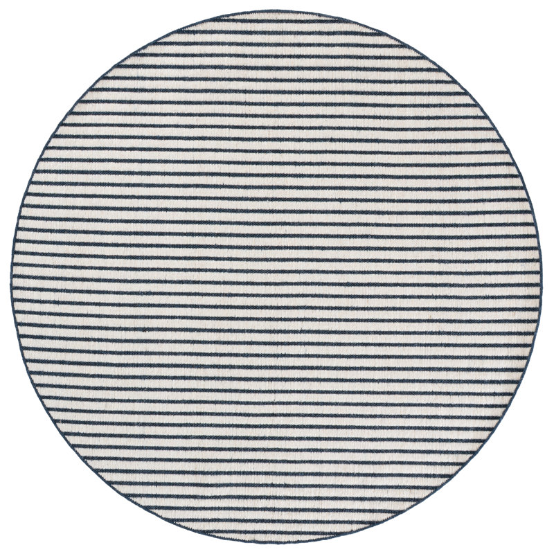 Vermont Hand Woven Wool;Cotton Striped Indoor Rug, Round 6'