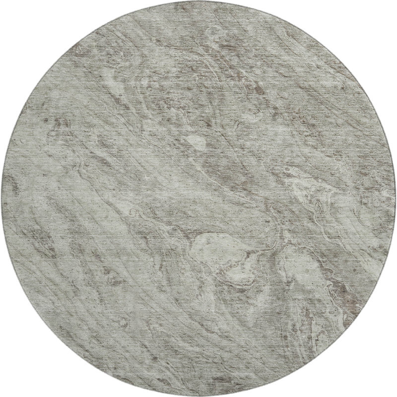 Premium Machine Washable Cerrito Taupe Rug, Round 8'