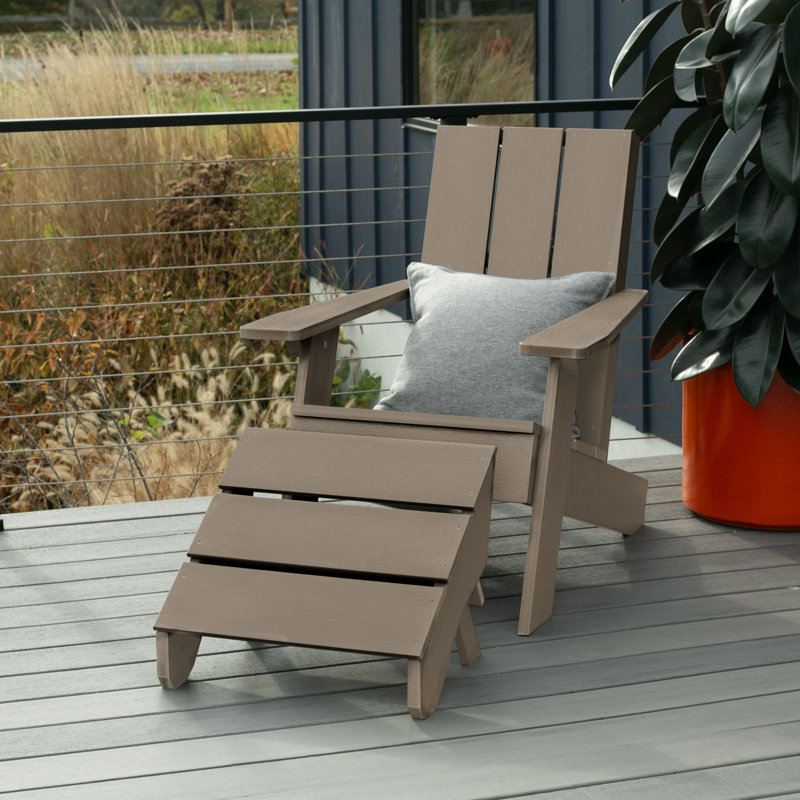 Chaise Adirondack en plastique avec repose-pieds Byrnes, Woodland Brown