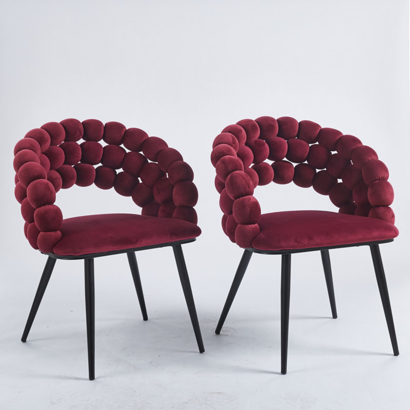 Chaise d'appoint deux pièces avec pieds en métal pour le salon, chaise d'appoint pour l'intérieur, Rouge