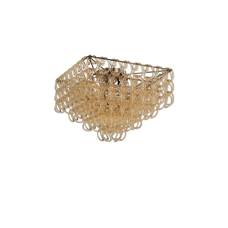 Giogali Ceiling Lamp 65Q Crystal Transparent Matt Bronze 1 E26 Ul, Crystal Amber, Matte Bronze
