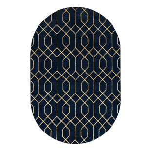 Glam Navy Blue Gold Area Rug