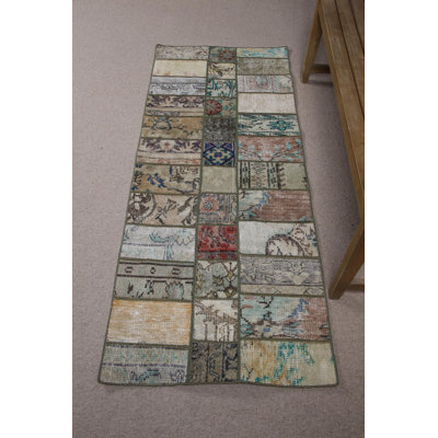 Handmade Turkish Rug In Green For A Bohemian Decor And Small Spaces Flatweave Wool Rug