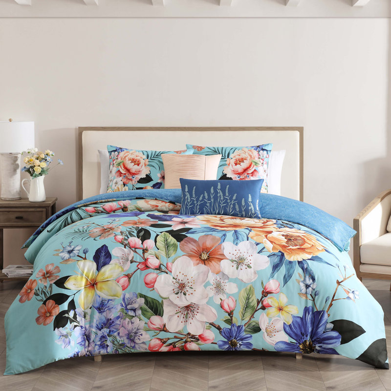 Ensemble d'édredon réversible 100% satin de coton Bebejan, Édredon de très grand lit et 4 pièces additionn