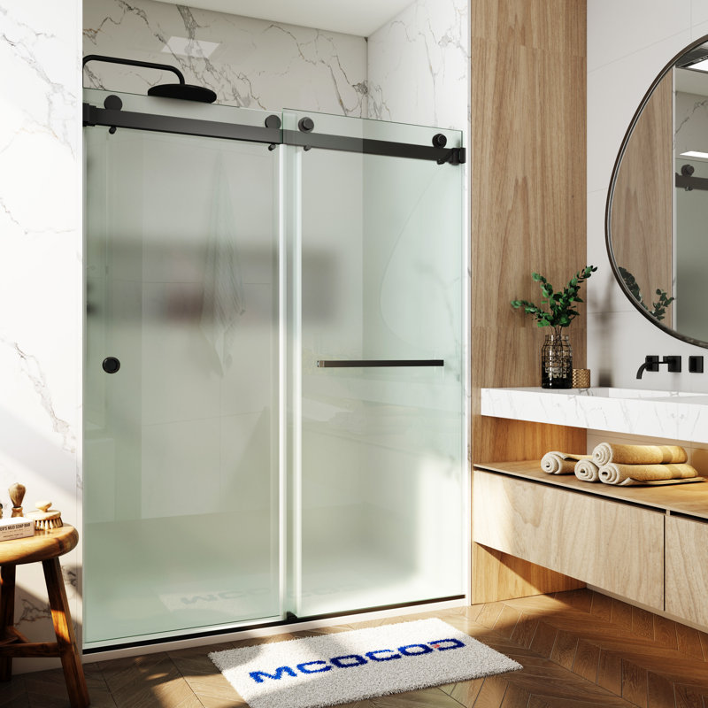 Opal Mirage MCOCOD 56-61"W x 76"H Double Sliding Frameless Smooth Sliding Shower Door with 3/8"(10mm)Frosted Glass