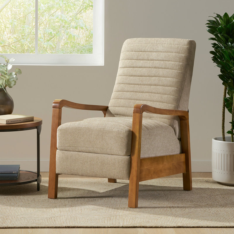 Fauteuil inclinable manuel en tissu et bois