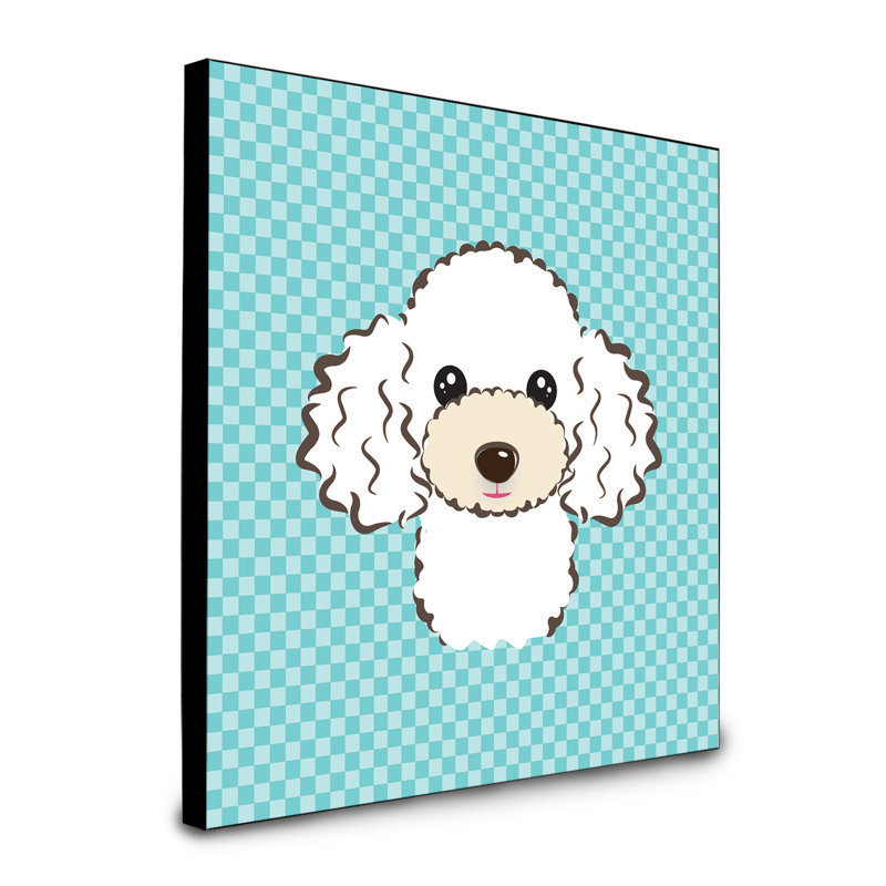 Panneau mural d’art Dungorbery, bleu, Caniche blanc