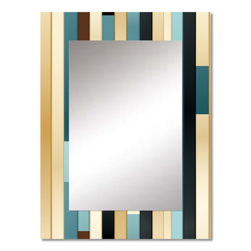 «Cellestine» bleu et beige rayé motif harmonie, 32 po x 24 po