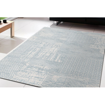 Tapis bleu sarcelle abstrait Evers