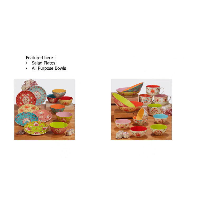 Francesca Colorful Ceramic Boho-chic Mug Set of Six