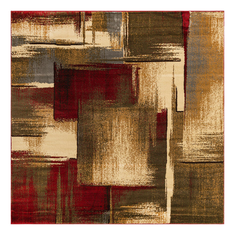 Ivetta Performance Abstract Indoor Rug, Square 7'