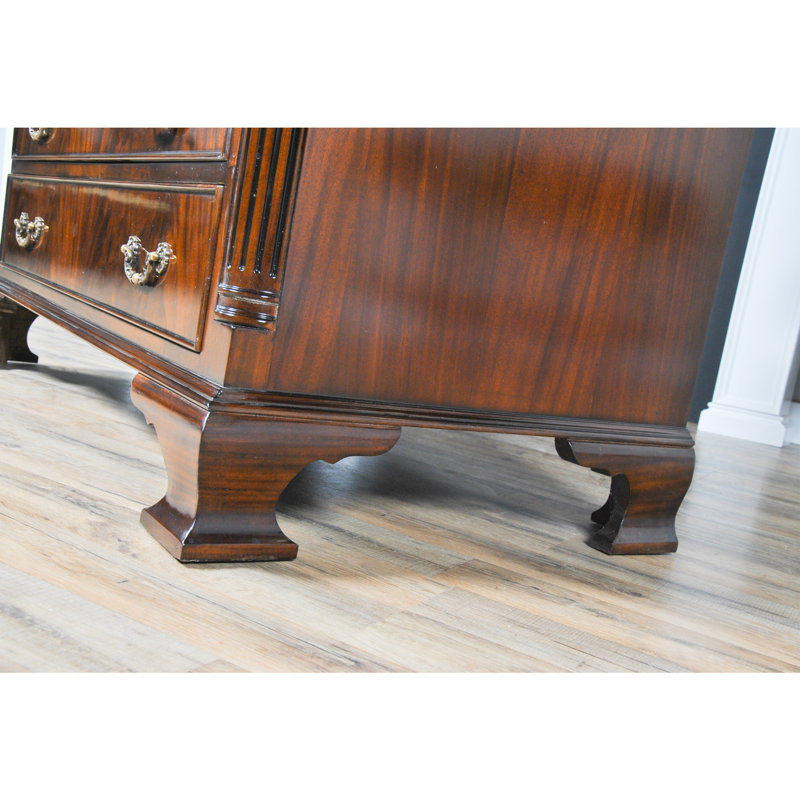 Large Mahogany Secretary Desk with Six Drawers