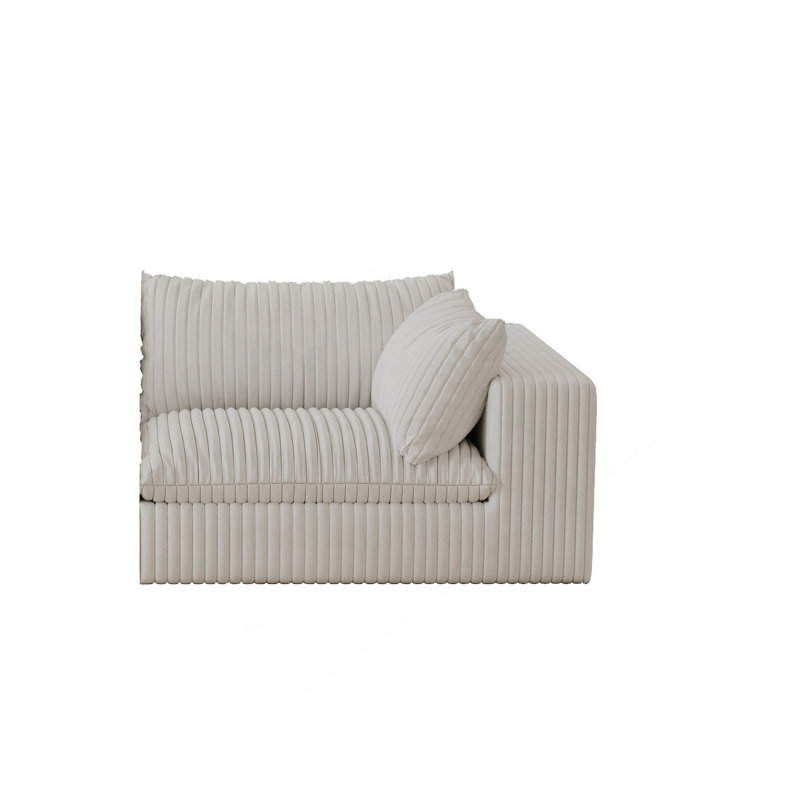 Cloud Sofa,Corduroy Fabric,Deep Seat Couches,Double-Layer Design,Removable  Cushion,No Assembly, DIY Combination For Living Room, Bedroom,Conference Room ,Apartment,White