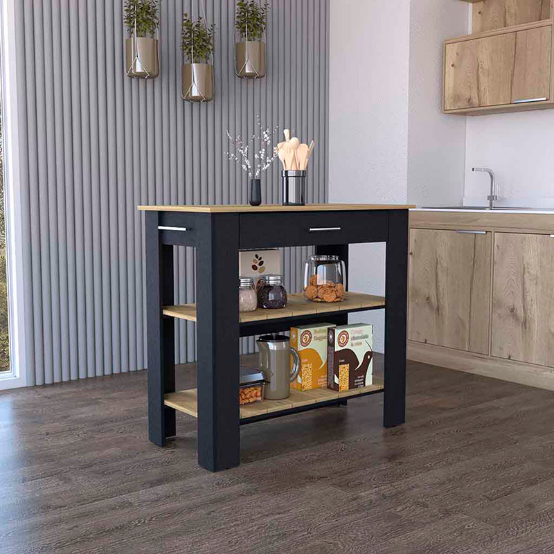 Kitchen Island 40 Inches Dozza, Two Shelves