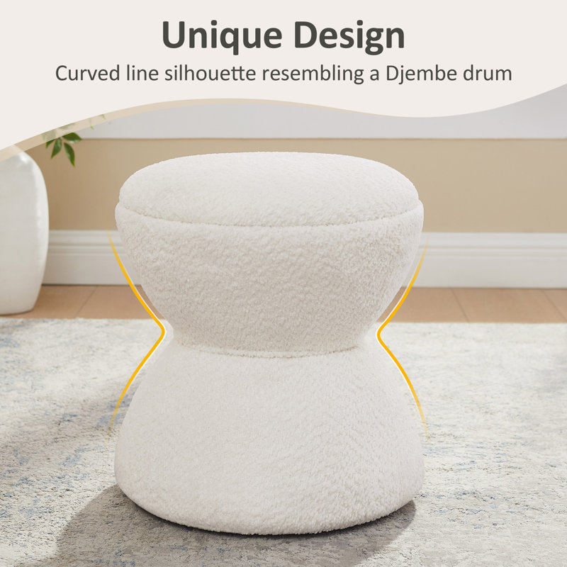 Kalli Upholstered Pouf, White